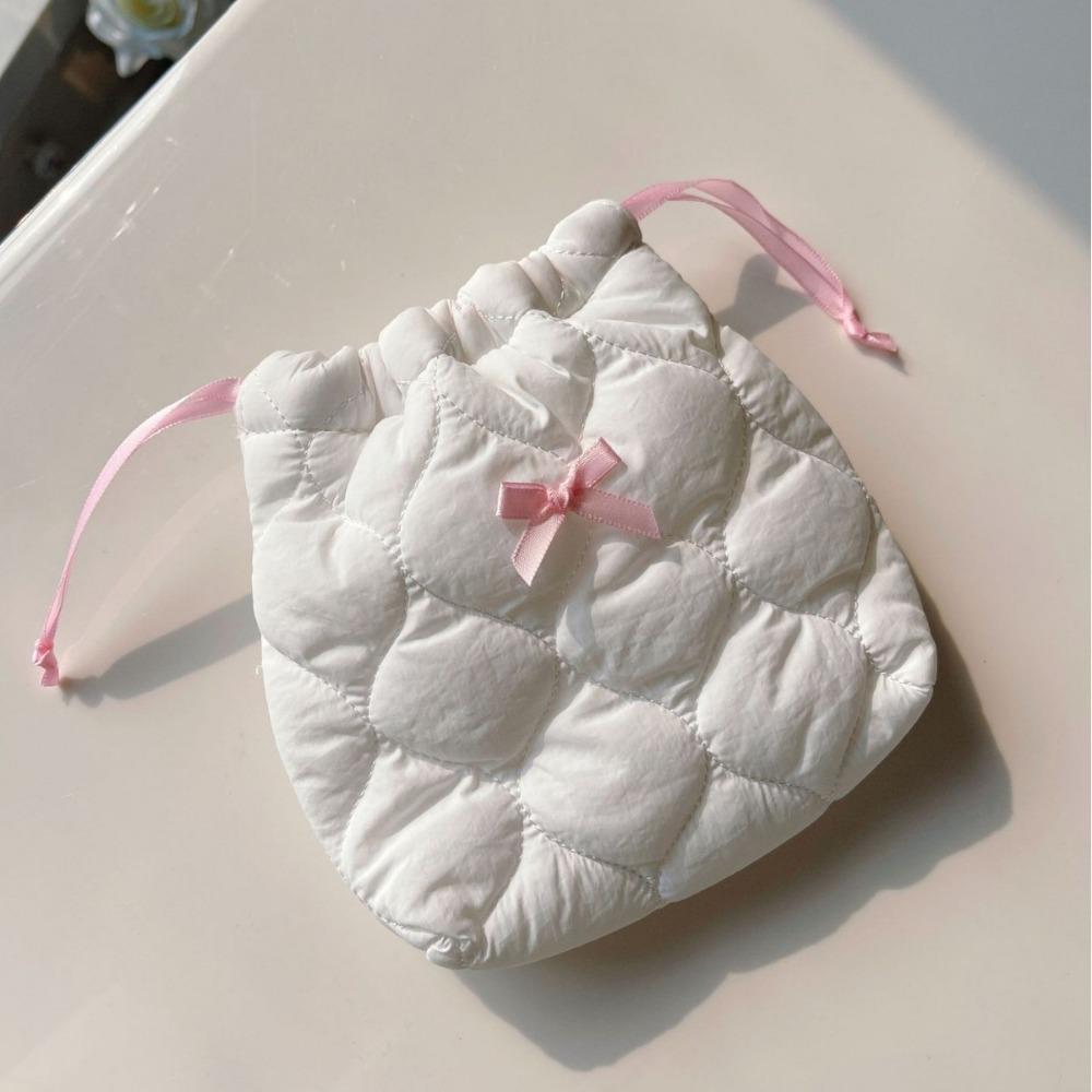 Anti-fall Drawstring Wallet Quilted Cotton Sanitary Napkin Storage Bag for Travel