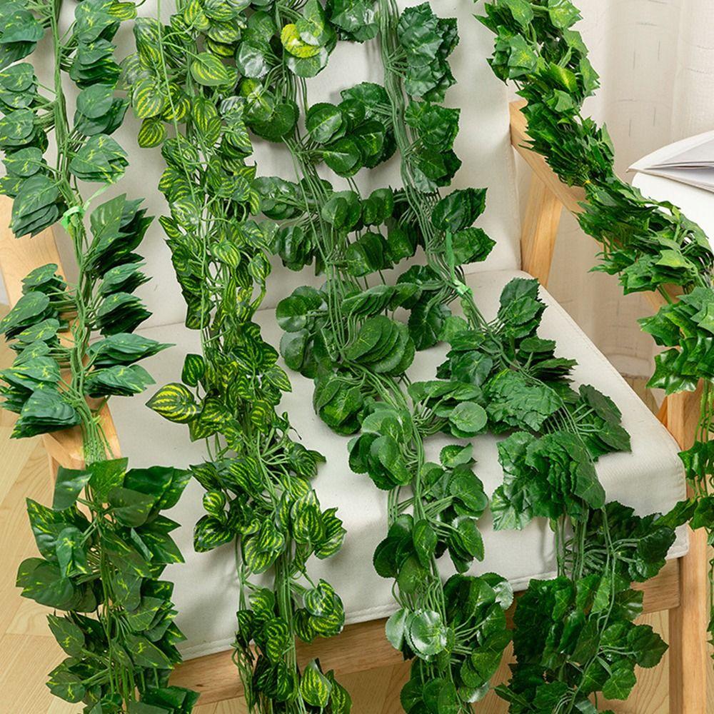 12PCS Green Artificial Ivy Leaf Flexible Vine Lightweight Hanging Garland DIY Accessories Craft Artificial Vine Party Supplies