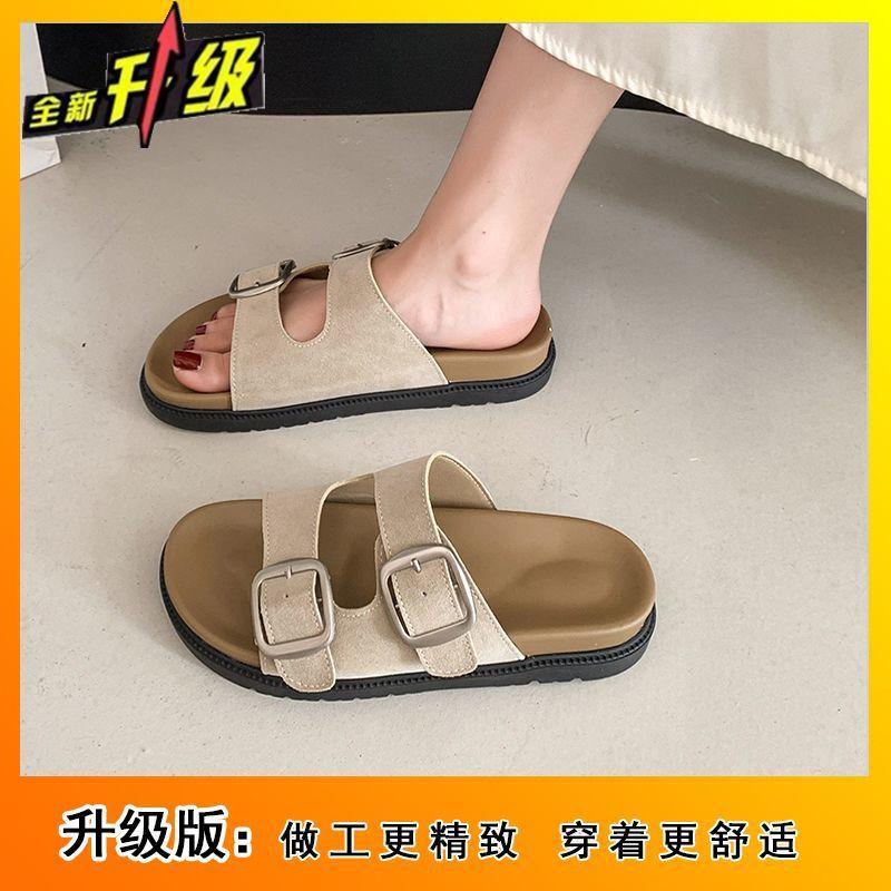 Birkenstock cool slippers for women's summer wear 2025 new thick-soled retro with skirt casual beach soft-soled one-word drag