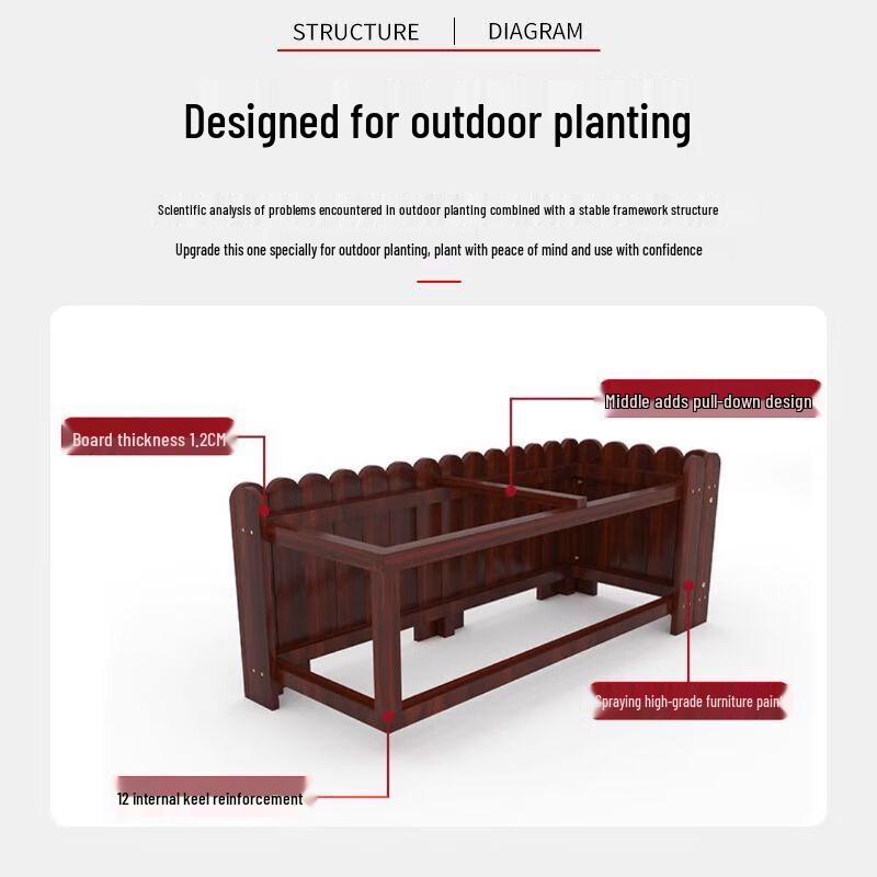 Hualongdun Extra Large Carbonized Wood Rectangular Planter Box