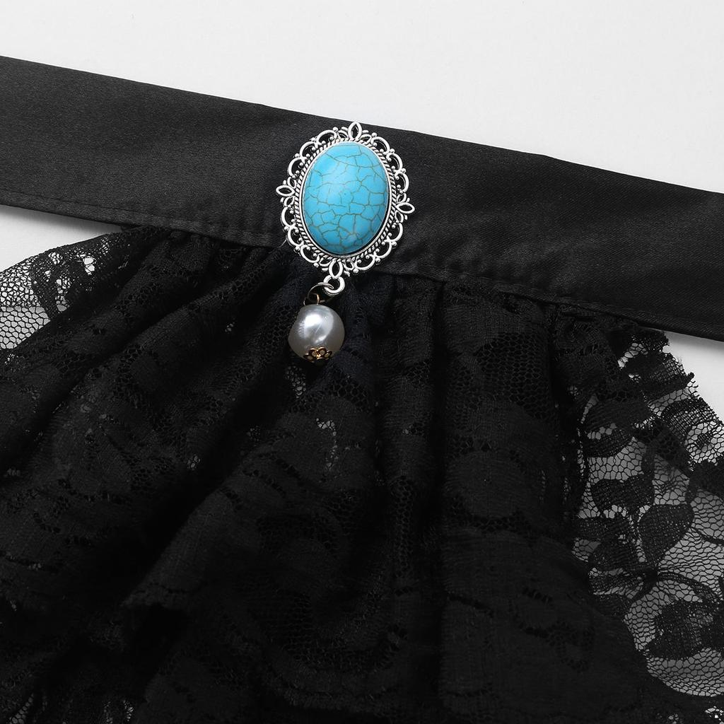 Adult Renaissance Neck Collar Detachable Lace Jabot Ruffled Design Victorian Steampunk Costume Accessory for Themed Parties