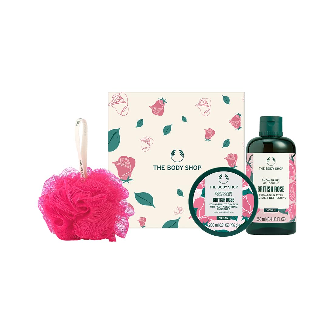 The Body Shop British Rose Bodycare Gift Set With Shower Gel  And Body Yogurt  For All Skin Types Hydrating Bath Body Care