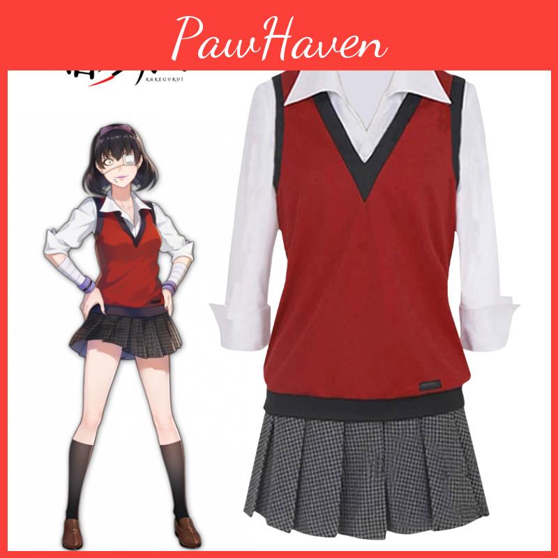 Kakegurui-inspiriertes Cosplay-Outfit Hochwertiger Polyesterstoff Erhältlich in verschiedenen Größen