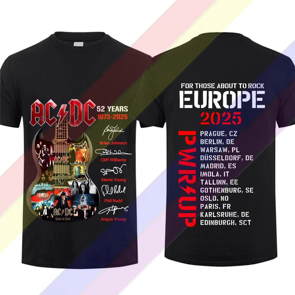 2025Band Tištěné tričko Již brzy Rockový ležérní text Krátký rukáv Top TOUR PWRU Bavlněné tričko