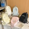 Schoolbag Solid Color Student Backpack English Cartoon Embroidery High Value School Bag Female Class Travel Commuting Versatile Backpack