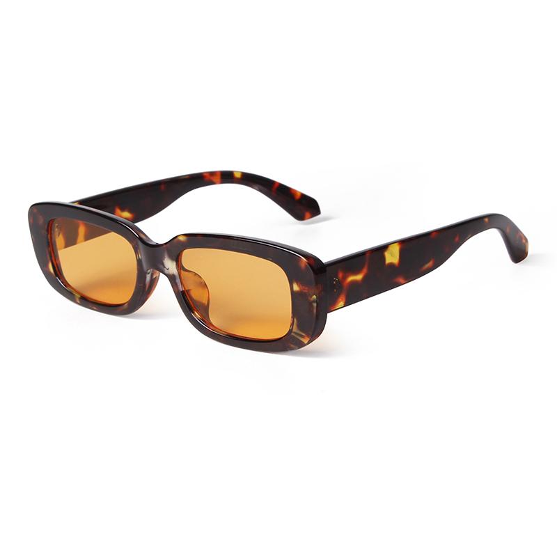 Classic Vintage Tortoiseshell Blue Rectangle Sunglasses Women Men Retro Orange Lens Narrow Sun Glasses UV  S7H