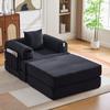 Chaise de Compression en Velours Côtelé avec Repose-Pieds, Cadre Métallique Robuste – Design Ergonomique + Rembourrage Épais pour le Confort. Y compris. Poche Latérale & Coussin, Combinable