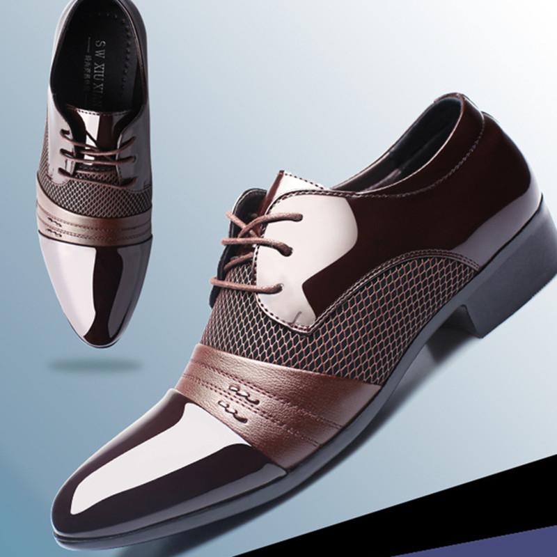 FashionMen's Elevator Leather Shoes Man Breathable Dress Shoes Men Wedding Party Office Lace Up Business Office Shoes Men
