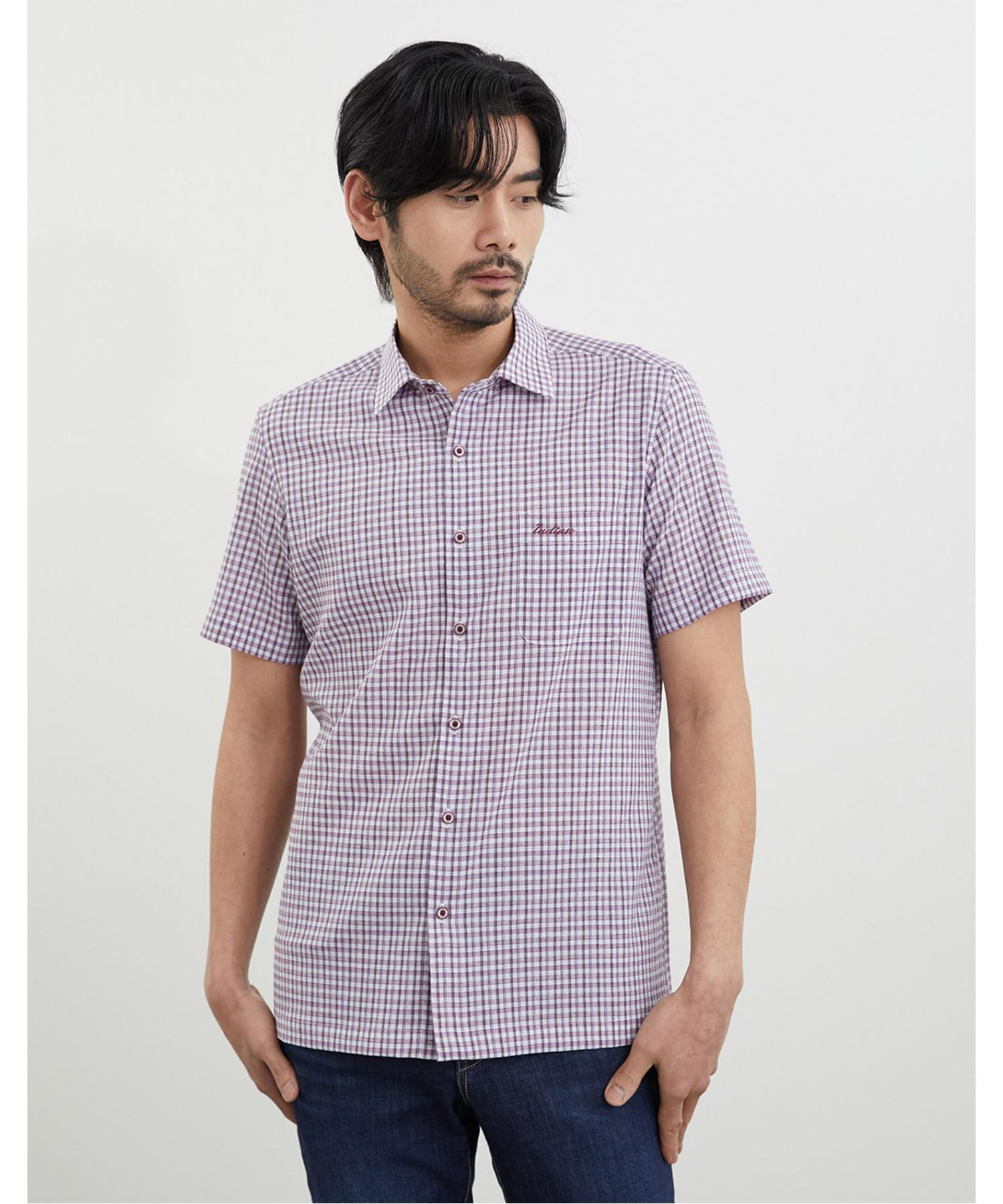 Indian Linen Blend Small Check Shirt_Mitns4M3201 Pink(12)/095