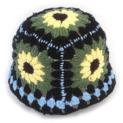 Universelle Chemie Blume Schwarze Strick Kurze Bucket Hat