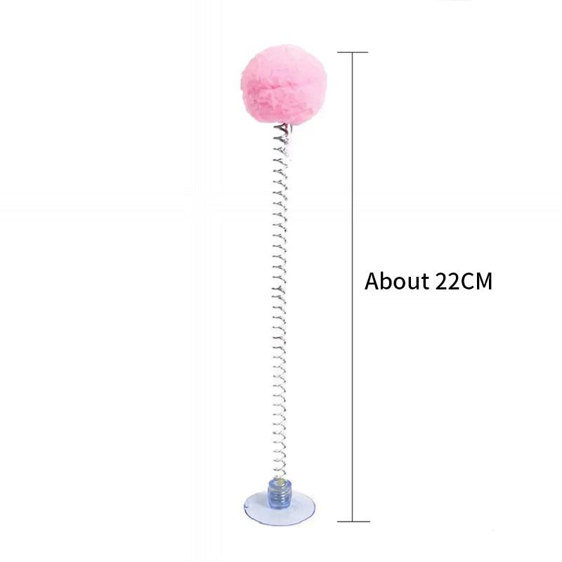 Spring Fur Ball for Cats, Multicolored Suction Cup Toy, Teaser Stick, Interactive Pet Toys, Scratch Toys, Random Color Supplies, 5 Pieces