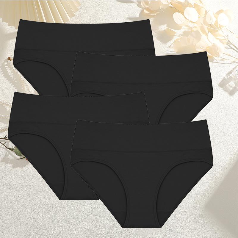 4Pcs/Set Comfortable Panties Solid Color Basic Briefs for Women Cotton Underwear S-XXL Panty Plus Size Women's Lingerie