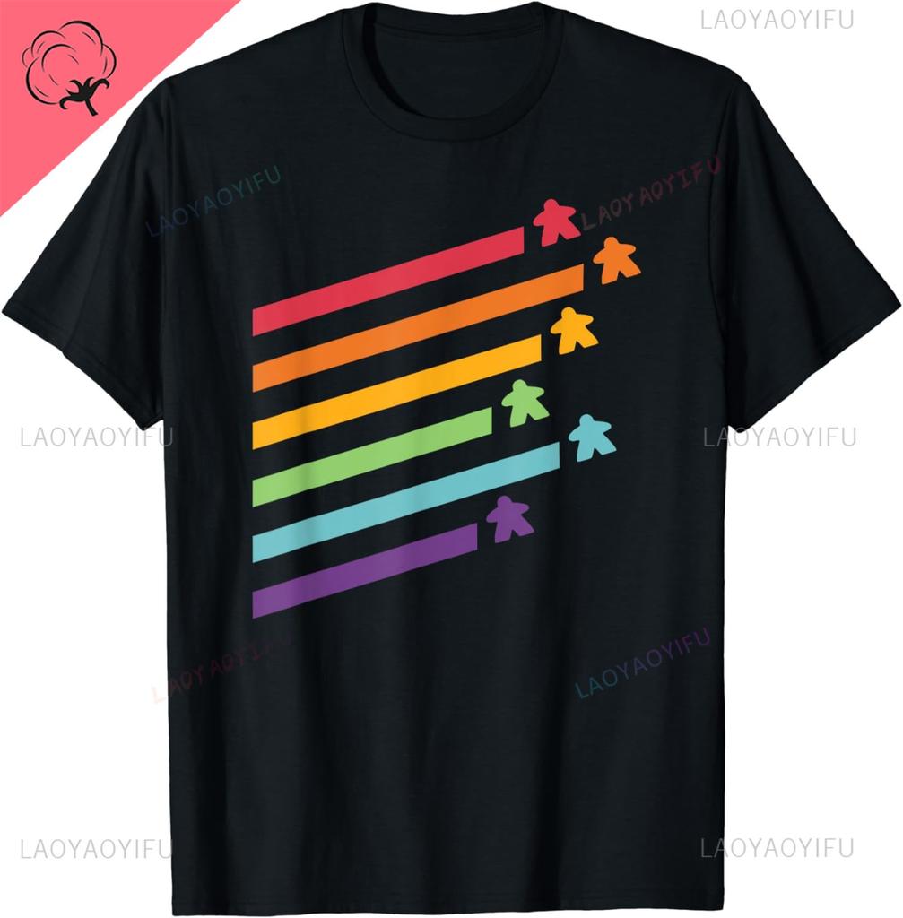 Board Game Meeple Retro Stripes TShirt Graphic T Shirts Women Clothes Tops Camisetas Vintage ClothesRopa De Mujer