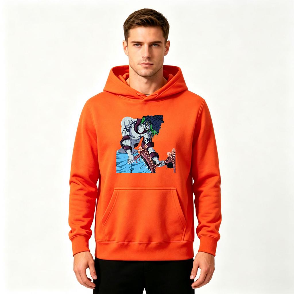 Men Anime Print Pullover Hoodie Casual Long Sleeve Streetwear Sweatshirt