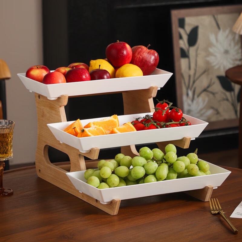 Трехуровневая бамбуковая деревянная тарелка для закусок и фруктов ZISIZ