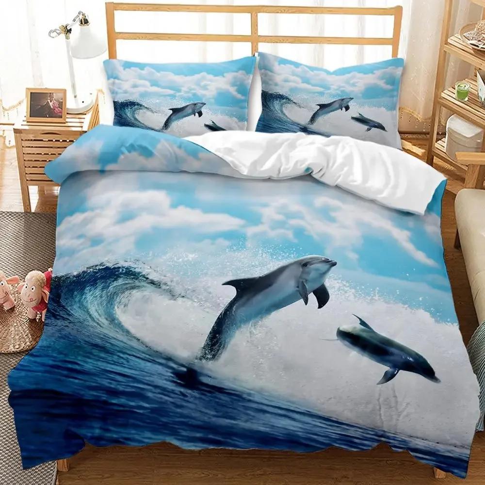 

BEST.WENSD Reactive Print ocean Colorful fish Art Winter beding sets big size US CalifKing 260x240 duvet set bed linen 100*200cm Single