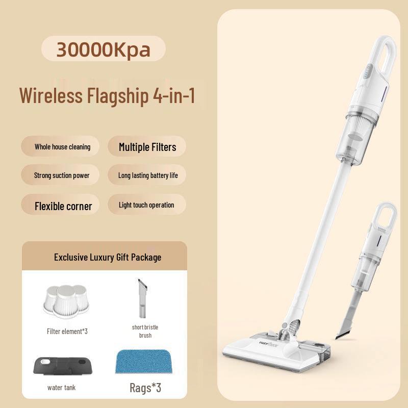 Cordless All-in-One Silent Vacuum & Wet Mop - High-Power Handheld Dust & Mite Remover for Home