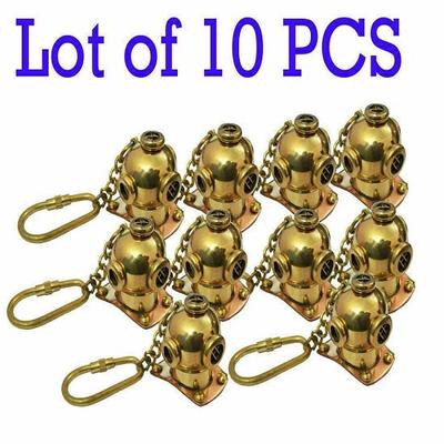 Lot von 10 Stück Golden Finish Taucherhelm Schlüsselanhänger Messing Vintage Marine Geschenk