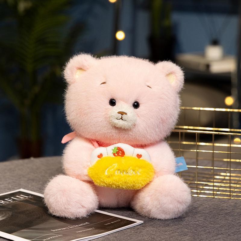 

Non-Toxic 25Cm Cute Happy Bear Plush Toy Khaki Bear Hug Tea Milk Plush Doll Stuffed Soft Fluffy Exquisite Bear Doll Birthday Gift 25cm