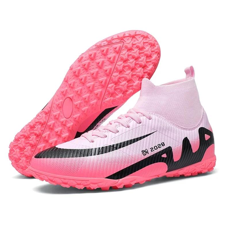 Fashion Pink Soccer Boots Men Professional Lightweight Sock Men's Football Shoe Outdoor Non-slip Original Football Boot Sneakers