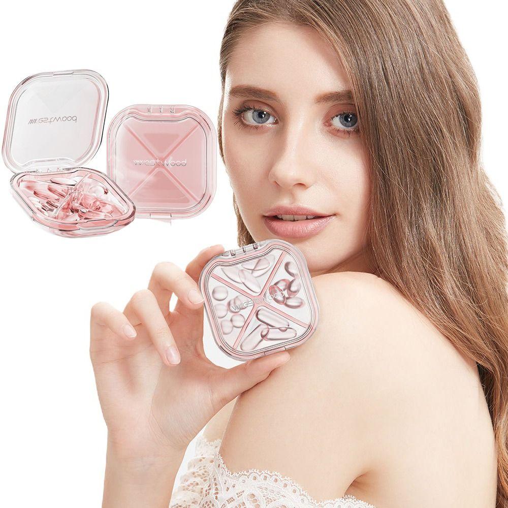 

4 Compartment Pill Case Airtight Tablets Dispenser Stylish Pill Organizer Box Outdoor