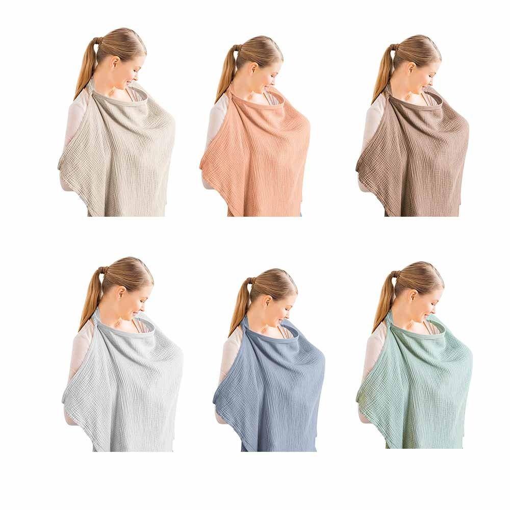 Breathable Cotton Breastfeeding Towel Adjustable Strap Nursing Cloak Breastfeeding Shawl With Pockets Solid Color