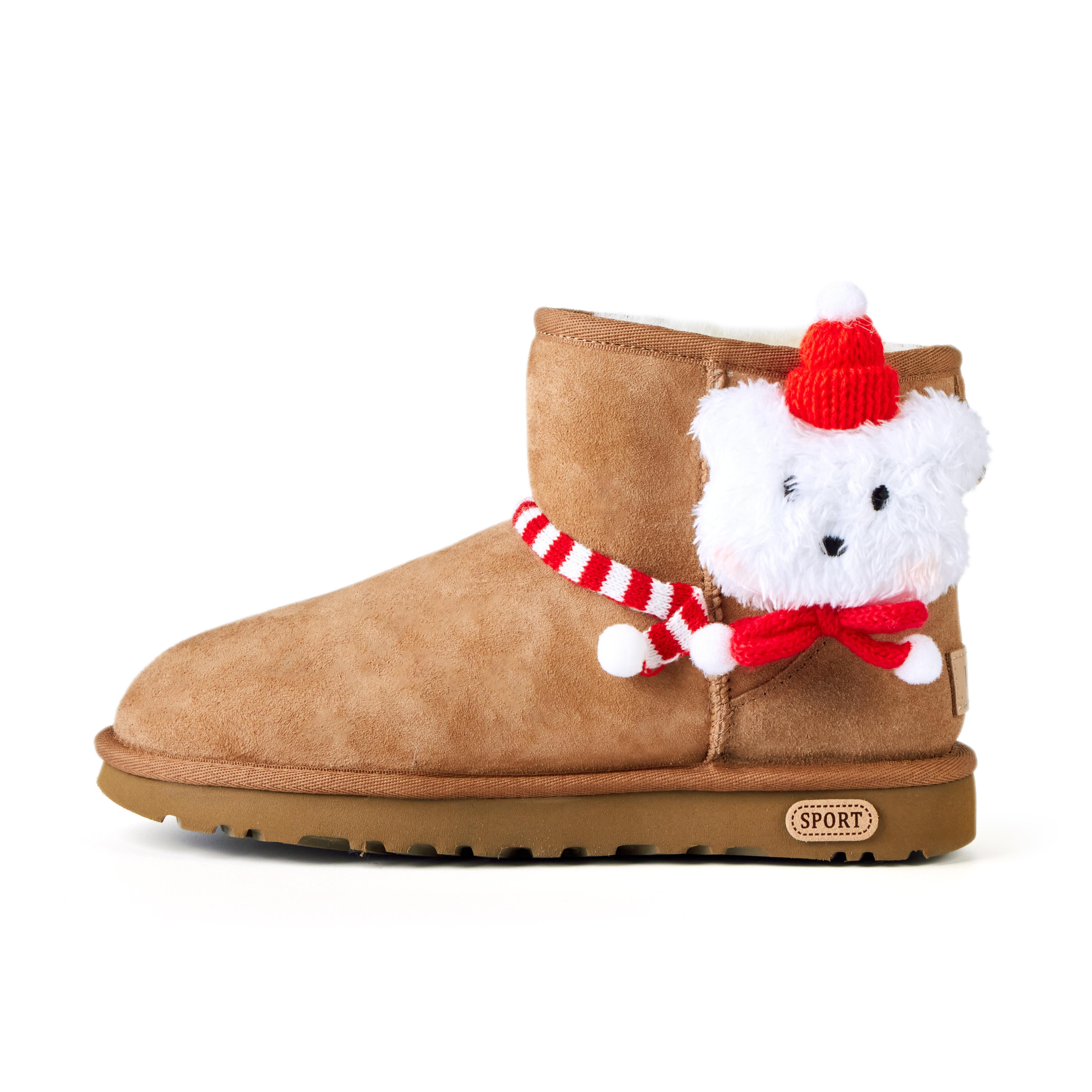 UGG Idiot Declaration Ido Sheepskin Thermal Abrasion Resistant Short Snow Boots Women s Caramel 1016222-CHE(Team354-) 40