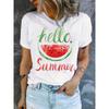 Watercolor Summer Fruit Graphic T-Shirt Watermelon Coconut Drink Print Casual Crew Neck Top for Men Women