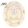 Baby Growth Record Decoration Monthly Milestone Ornaments, Wooden Markers with 3D Bow And Flower Newborn Gift Decoration, Cards for Photos Keepsake