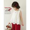 YOYO Girls' Summer French Pastoral Sleeveless Lace Doll Top & Cropped Pants Set
