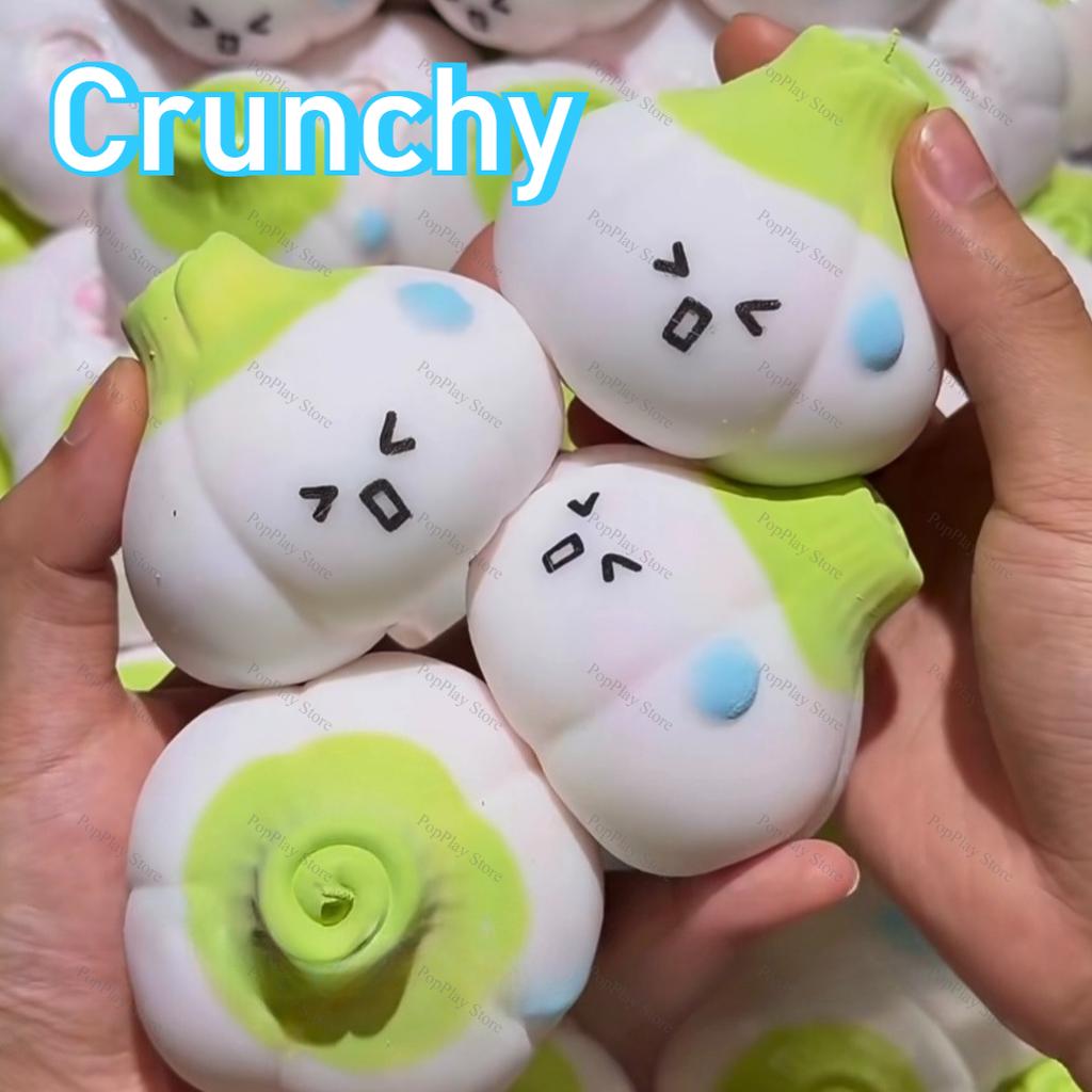 Handmade Crunchy Squishy Cute Garlic Stress Ball Squeeze Toy, Crispy Sound Squishy Fidget Ball, ASMR Sensory Stress Relief Toy