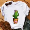 Funny Cactus T Shirts Women Summer Cute White Short Sleeve Top Tshirt Graphic Tee Shirt Femme Plant Print Tshirt Camisetas