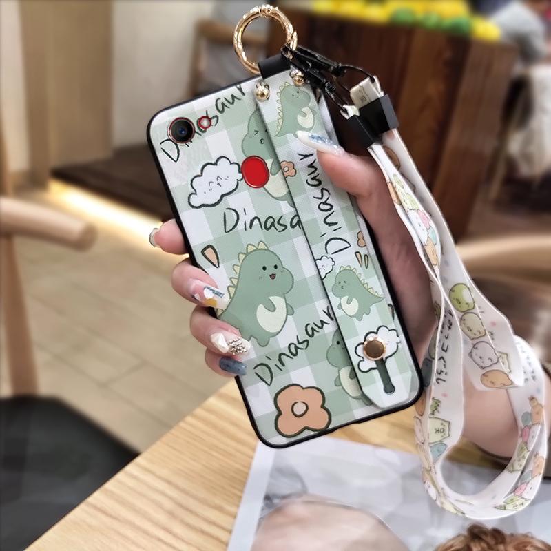 Kickstand Anti-knock Phone Case For OPPO F7 Ring Protective Wrist Strap Phone Holder Wristband Dirt-resistant Durable