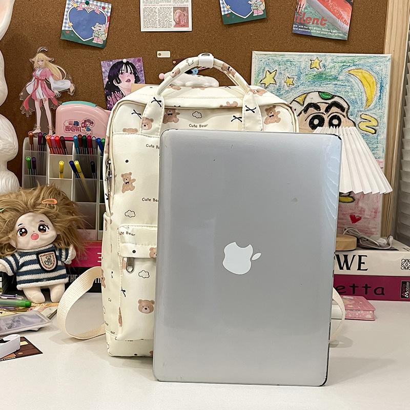 Schoolbag Cartoon Cute Bear Backpack Female Japanese Large Capacity Anti-splashing Computer Bag Casual Handbag Travel Tide