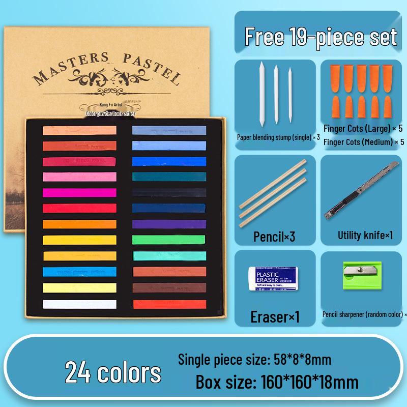 Mali Brand Pastel Chalk Set - 36 Colors Chalk Powder with Brushes for Beginners