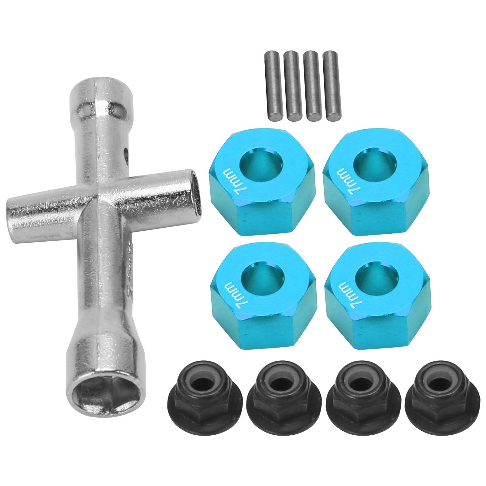 

Адаптер колесной шестигранной ступицы 12 мм, толщина 7 мм, самоконтрящиеся фланцевые гайки M4, набор крестовых ключей для радиоуправляемой машины 1/10, синий синий