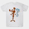 Men Black Print T-shirt Bullwinkle Tee No-Cut Transfer Paper Print Cotton Tshirt