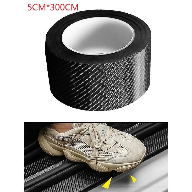 

1 шт., защитная полоса для порога автомобиля, наклейка на край 3D углеродного волокна, резиновая лента «сделай сам», 5 см x 300 см для кузова/интерьера автомобиля