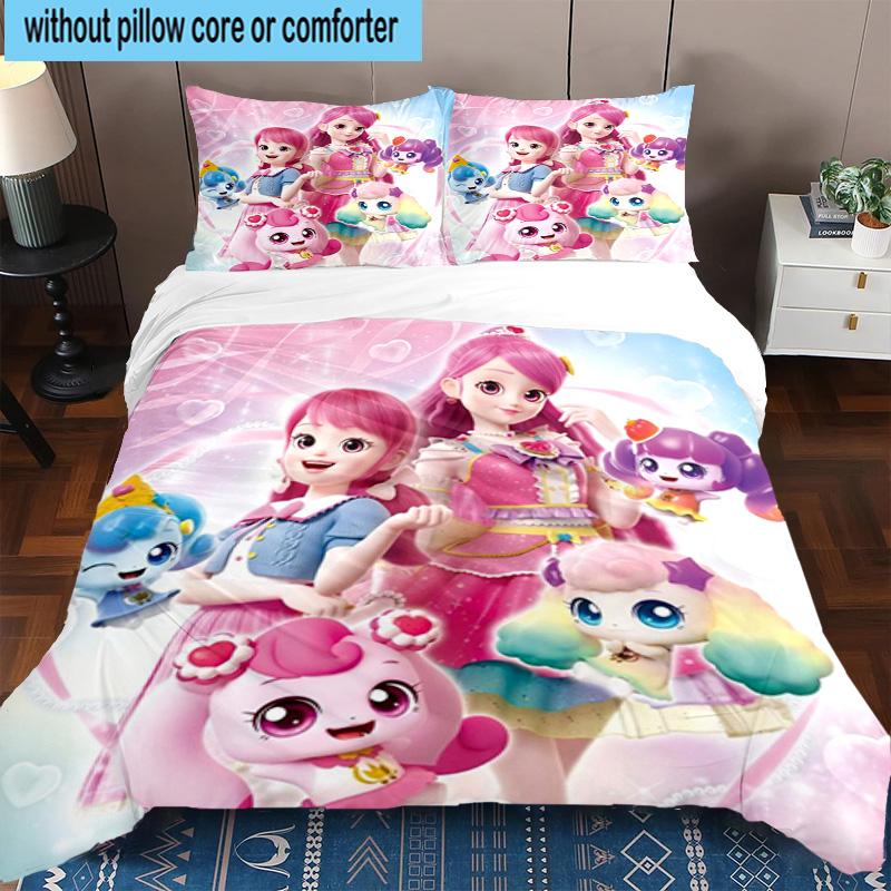 Heartsping Doll And Friends Fantasy 3pcs Bedding,Including 1pc Duvet Cover And 2pcs Pillowcases Perfect for Christmas,Ideal for Bedroom, Dormitory