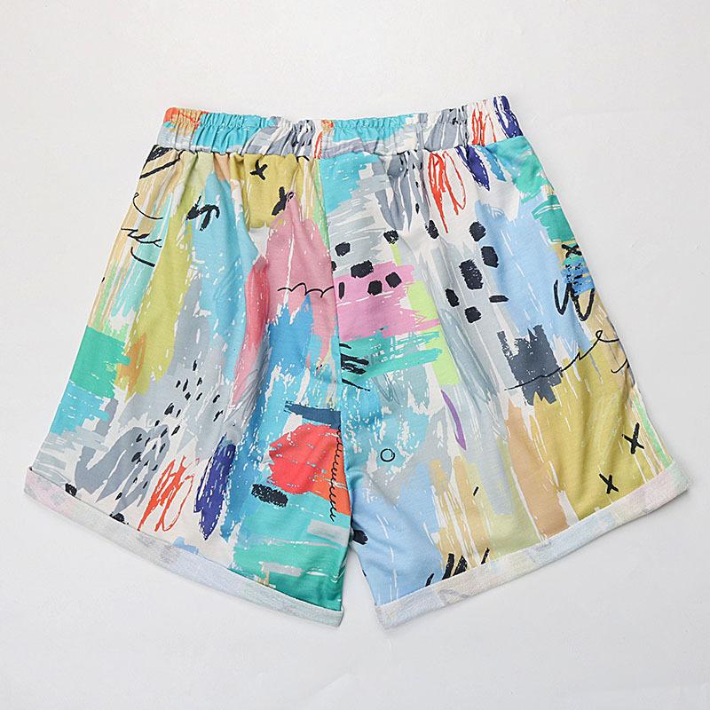 Casual Vacation Tie-dye Printed Shorts Women Temperament Elegant Mid-waist Straight Beach Pants Summer Clothes Women 2026