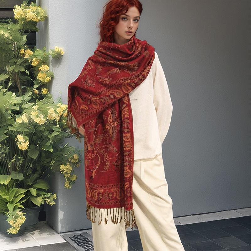 

Luxury Embroidery Cashmere Winter Scarves Women Ladies Elegant Poncho Pareo Cape Warm Shawl Chunky Headscarf Wrap Muslim Hijabs 70x190cm
