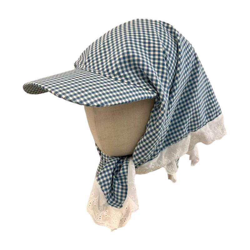 Fashionable Checkered Head Wrap Hat Comfortable and Multiuse Sunproof Headover Hat for Women Teens Comfortable Headwear