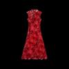 HECO New Chinese Style Silk Velvet Red Dress