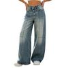 Women's Casual Loose Fit Wide Leg Denim Jeans with Slant Pockets for Everyday Wear