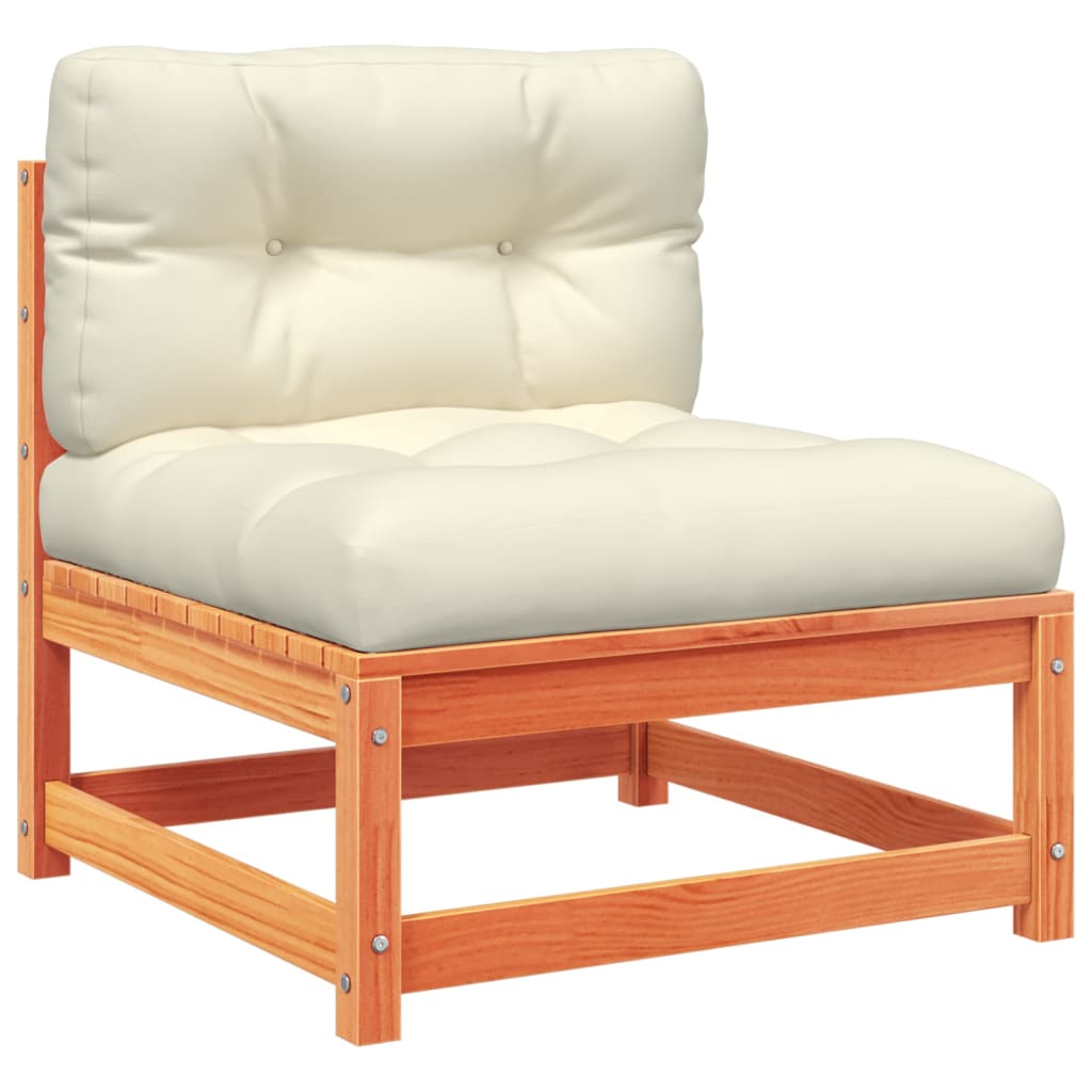 3 Piece Garden Sofa Set with Cushions Wax Brown Pine Wood