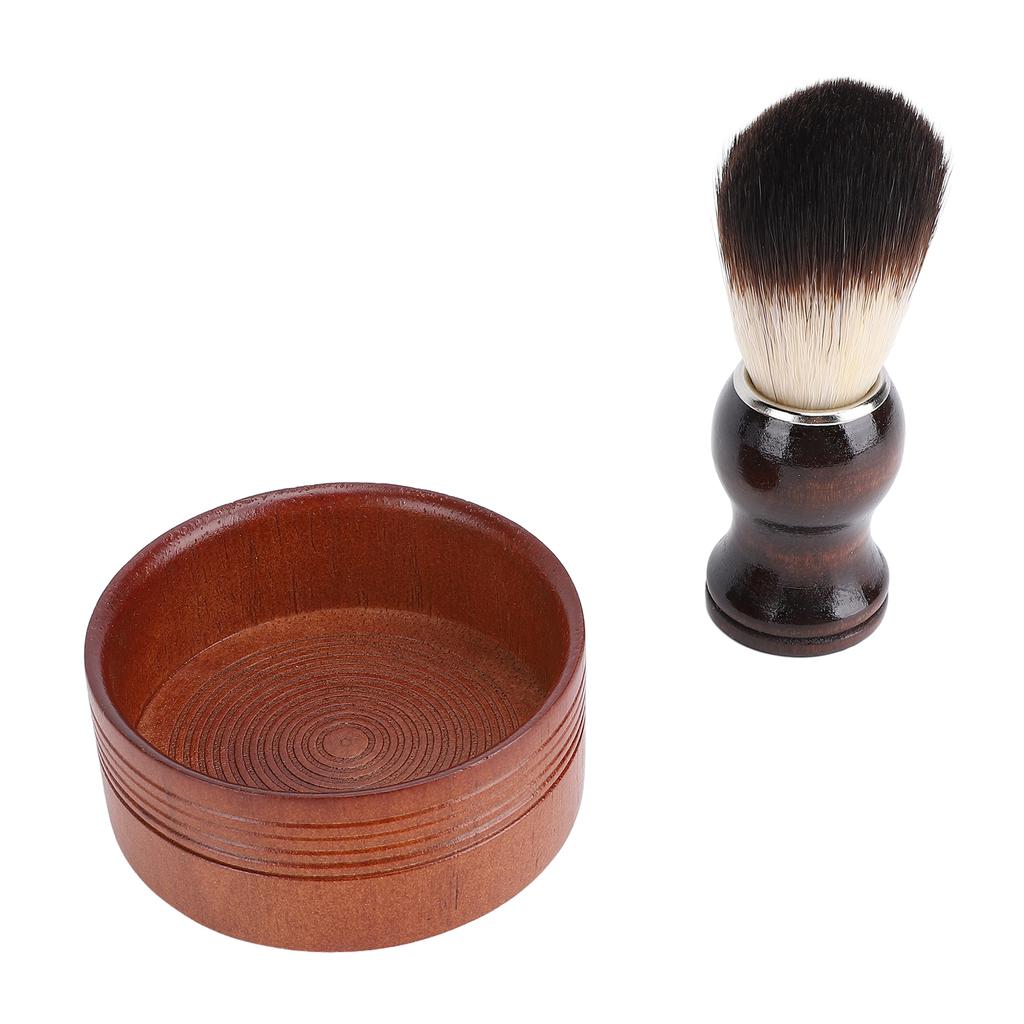Wood Shaving Brush Set Grooming Kit Synthetic Hair Removes Debris Shaving Brush and Bowl for Men
