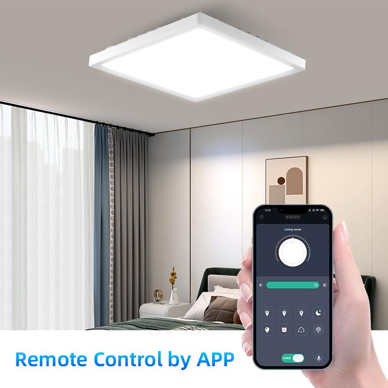 Dimbare LED-taklamper Moderne panellys med bakgrunnsbelysning Fjernkontroll 220V taklampe for hjemmebelysning