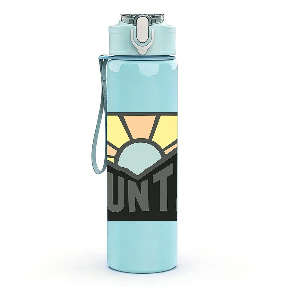 1PC Sunrise Mountain Outdoor Scenery Print 750ml Color Plastic Sports Water Bottle Leakproof Flip Straw Lid Suitable for Sports Office Home Use