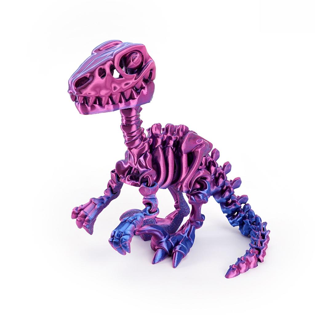 3D Printed Mini Dinosaur Skeleton Model Movable Joints Velociraptor Decor Office Desk Ornament Kids Gift Home Decoration