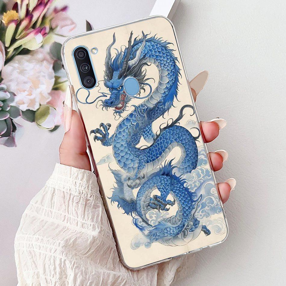 For Samsung Galaxy A11 M11 Phone Case Samsung A11 M11 A115F M115F Elegant Floral Cat Painted Soft Silicone Transparent TPU Cases